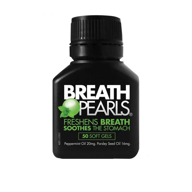 [2瓶x 50粒]口气清新胶囊 天然植物 成人保健 BREATH PEARLS 海外购 澳洲原装进口直邮