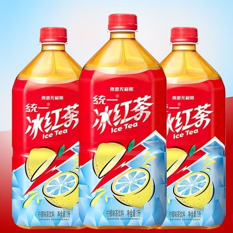 统一 大瓶饮料柠檬茶柠檬冰红茶青梅绿茶茉莉金桔茶饮料 双萃柠檬茶500ml-8瓶