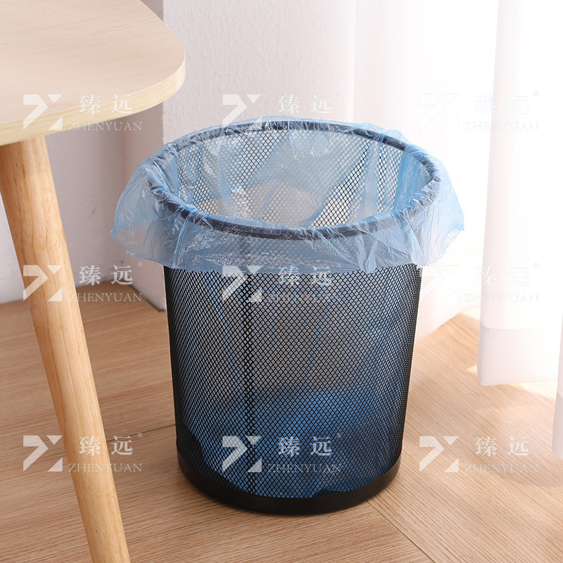 臻远 ZY4022202 网状圆形垃圾桶铁艺垃圾篓无盖纸篓 黑色中号