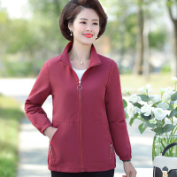 迪鲁奥（DILUAO)中年女新款春秋装休闲外套大码短款妈妈百搭连帽夹克女士上衣 5XL【建议150-160斤左右】 深红色【A-82款外套】