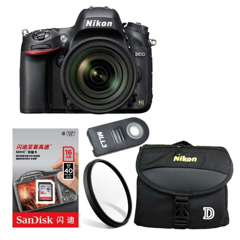 尼康/Nikon 全画幅数码单反相机 D610（24-70F2.8G）单镜头套装 2426万像素【礼包版】