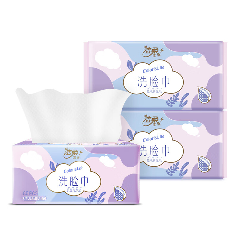 洁柔 抽纸一次性洗脸巾绵柔巾加厚干湿两用卸妆洁面巾擦脸巾面巾纸 JR308-24R-1高清大图