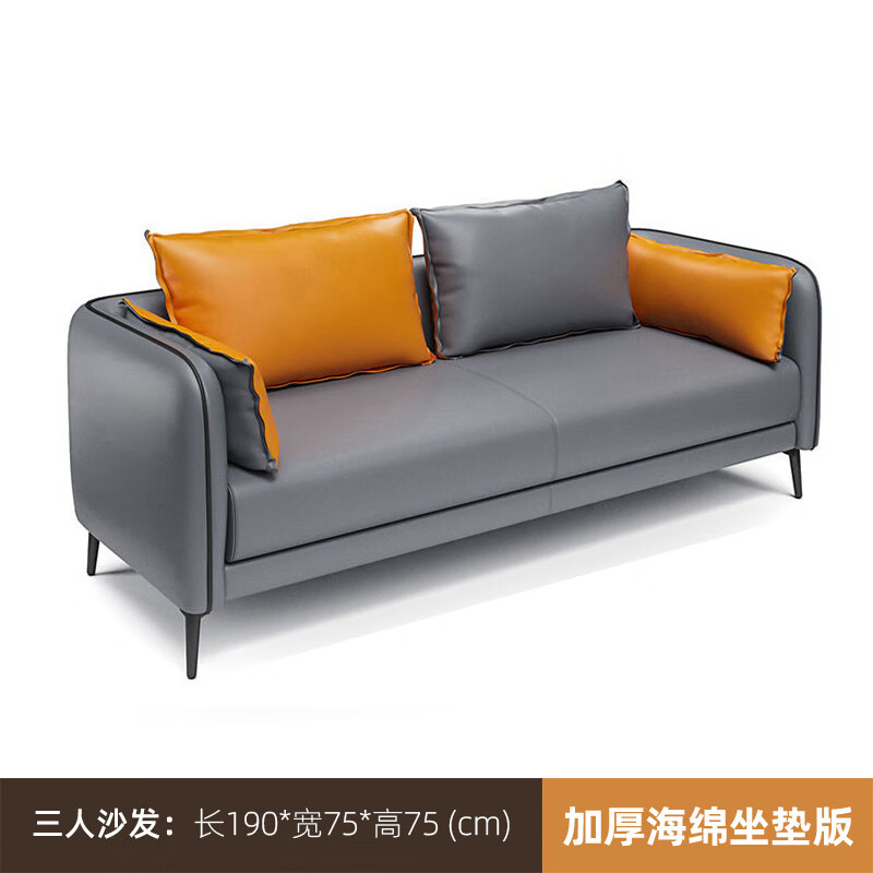 德诚和北欧休闲沙发办公西皮沙发三人位DCH-BGSF031款1900*750*750mmH组高清大图