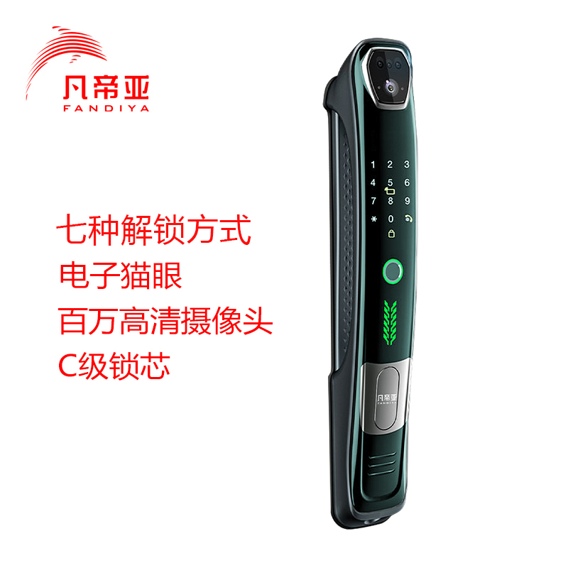 凡帝亚智能锁智能门锁FDY-R32 3D人脸识别,远程解锁,视频对讲、电子猫眼、移动侦测、抓拍照片、全自动开锁高清大图