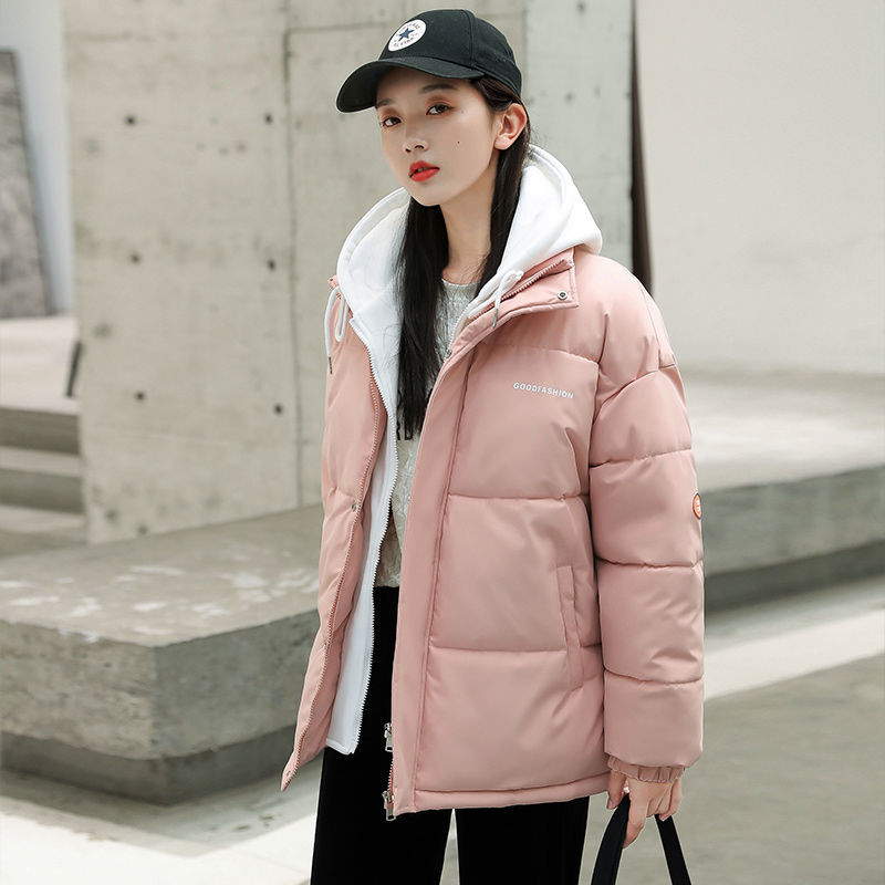 面包服短款棉衣棉服女韩版宽松秋冬季外套棉袄 2106#粉红色 L建议111-129斤