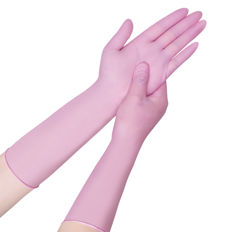 15寸加长丁晴水产专用丁腈家务女厨房洗碗橡胶防水一次性乳胶手套高清大图