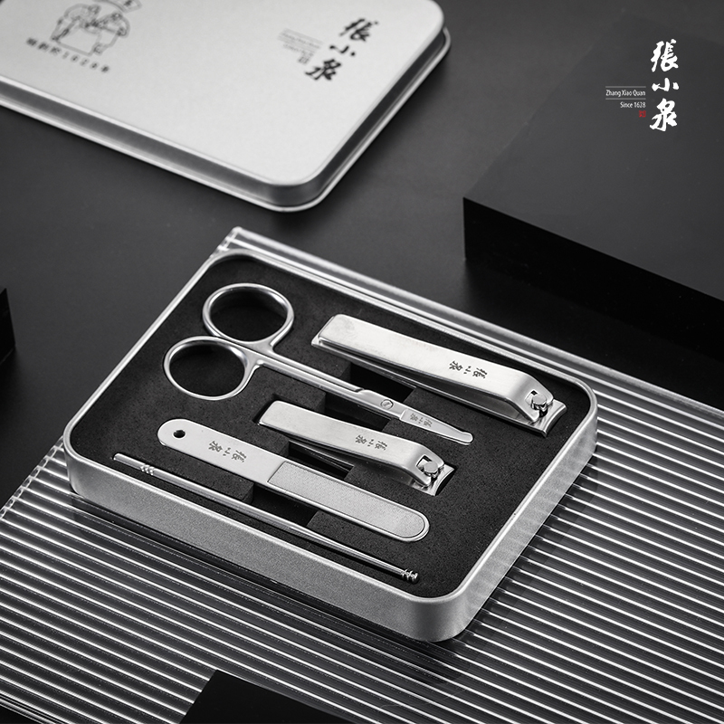 张小泉 白琉璃美甲五件套H60400100 配置:大号指甲钳、中号指甲钳、指甲锉、鼻毛剪、挖耳勺高清大图