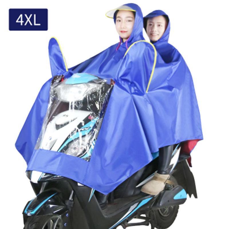 电动车雨衣摩托车雨披透明大帽檐加厚牛津布成人双人雨披