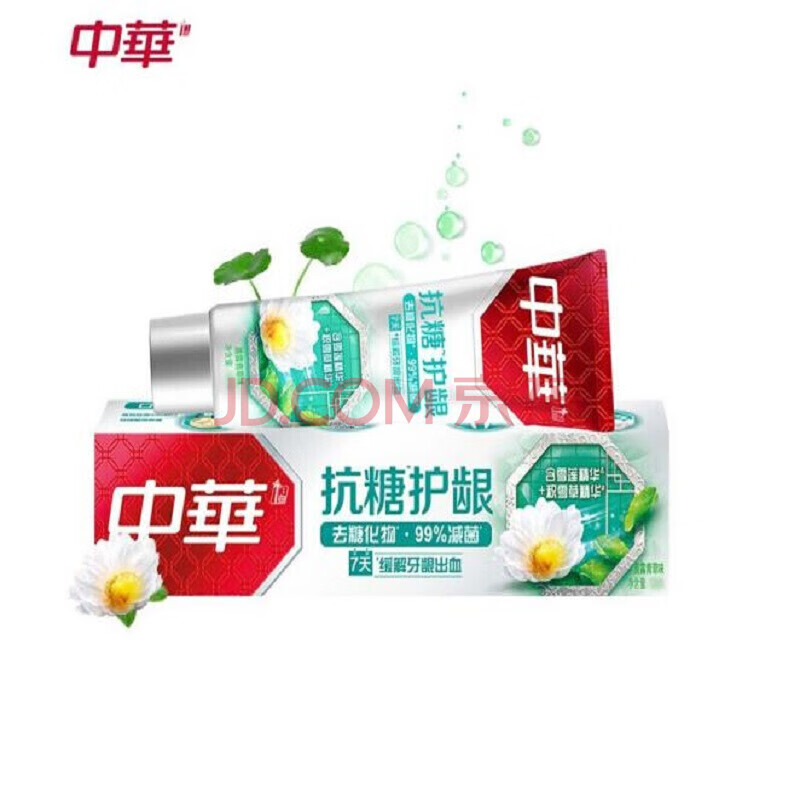 中华(Zhonghua)抗糖抑菌牙膏 晨露青草90g 新老包装随机发货