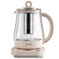 美的(Midea)养生壶电水壶1.5L电热水壶玻璃加厚花茶壶煮茶器黑茶煮茶壶多功能预约烧水壶YS15colour501