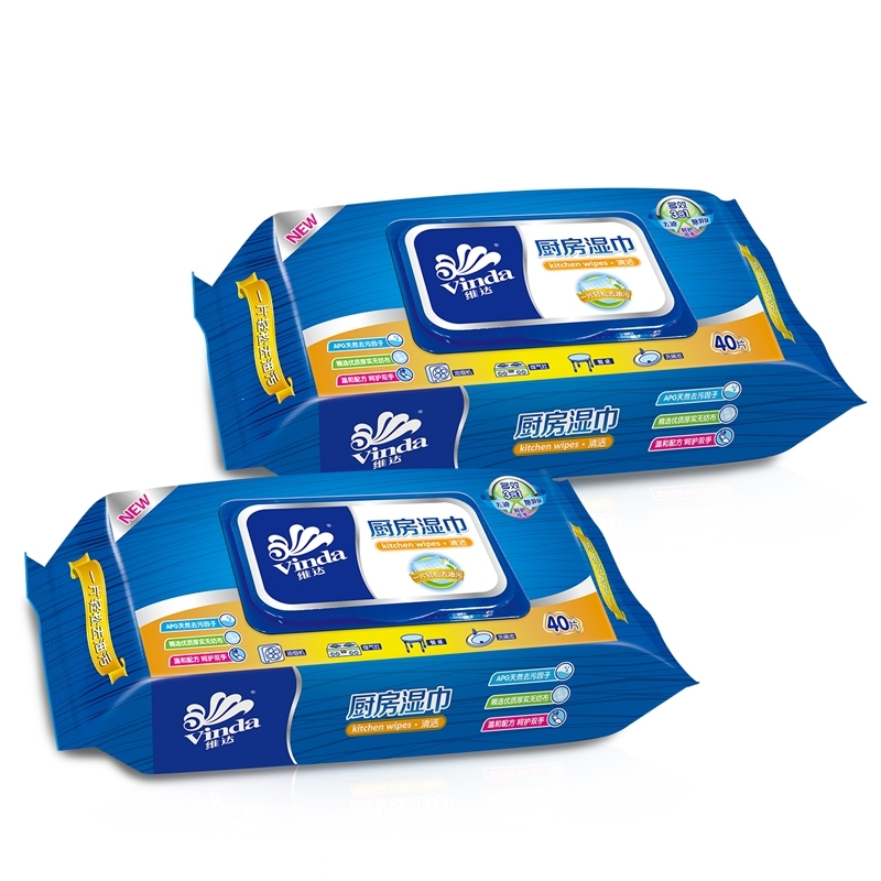 维达厨房湿巾专用卫生清洁去污去油4包加量装vw湿巾