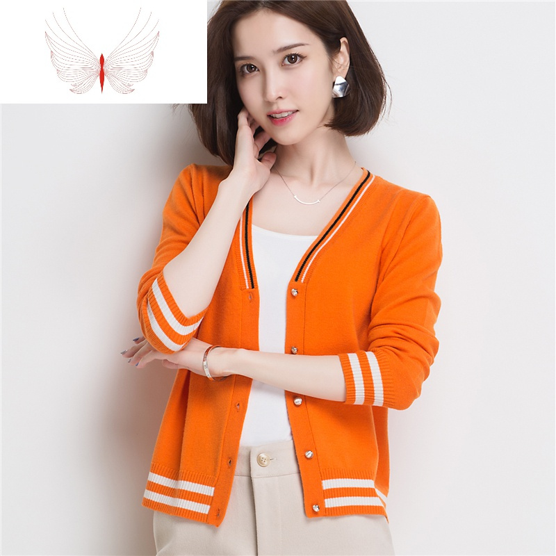 春秋外搭纯羊毛针织小开衫拼色韩版羊毛衫毛衣女短款宽松披肩外套