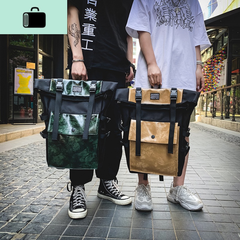 双肩包男ins潮牌复古大容量简约高中学生书包女时尚潮流原宿背包NEW LAKE高清大图