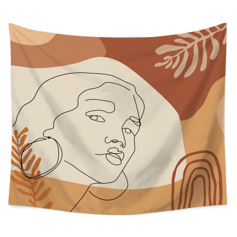 BONJEAN北欧线条抽象人物艺术墙布装饰挂毯床头卧室背景布遮挡帘