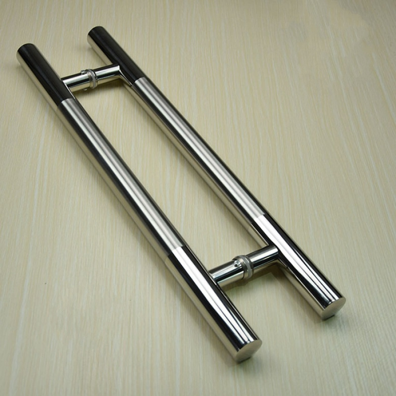 玻璃拉手不锈钢圆形闪电客推拉把手加厚扶手铁木有框 经济款1米长*孔