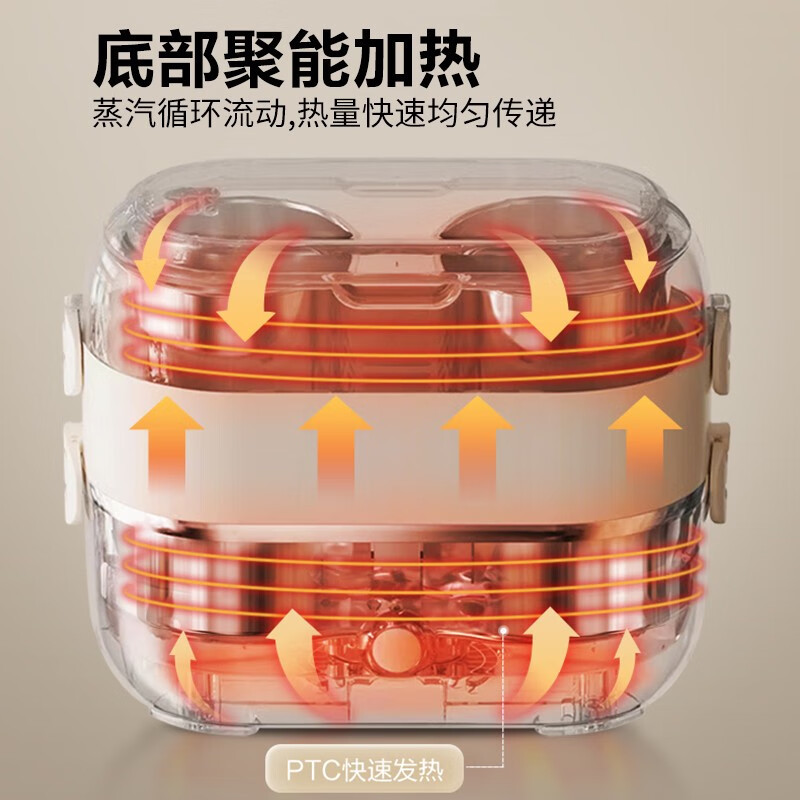 苏泊尔(SUPOR)电热饭盒 2L容量 可煮饭加热饭盒插电保温饭盒304不锈钢内胆 双层电热饭盒 DH04FD815高清大图