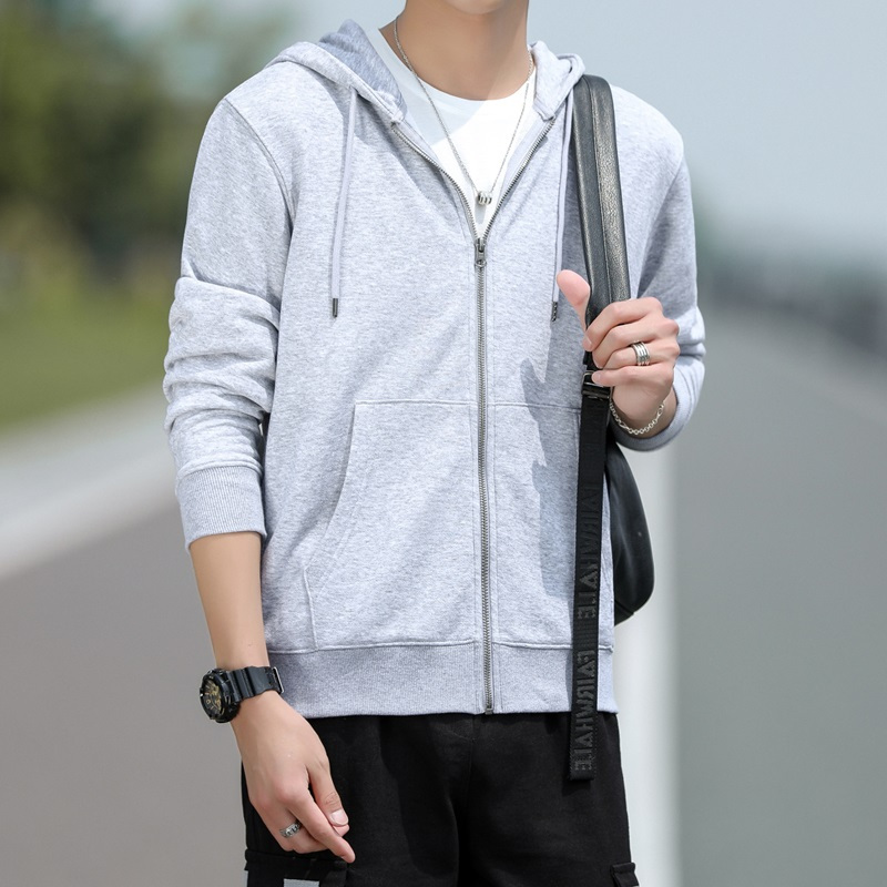 suntek男士卫衣潮流春秋款宽松拉链外套男春季棉开衫连帽针织衫男装