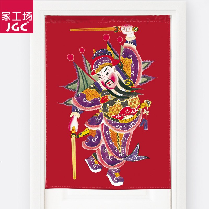 中式卡通神布艺帘复古挂帘隔断帘布艺风水帘厨房卫生间帘子