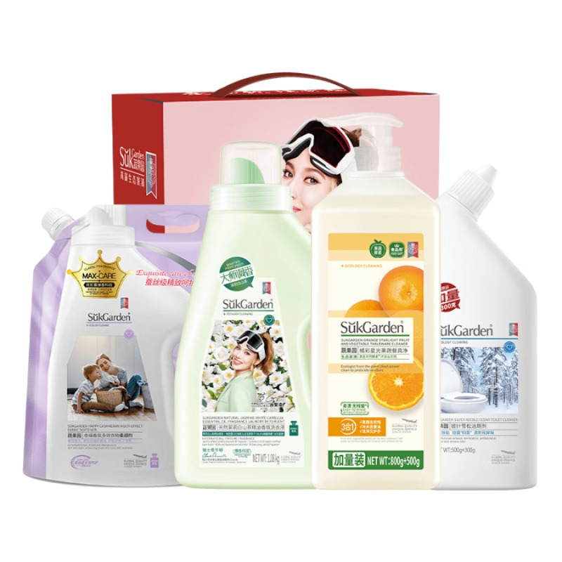 蔬果园家庭清洁礼包套装礼盒装 洗衣液洗衣凝珠谷爱凌大师调香品牌礼盒 蔬果园定制4件套SGY2507-3