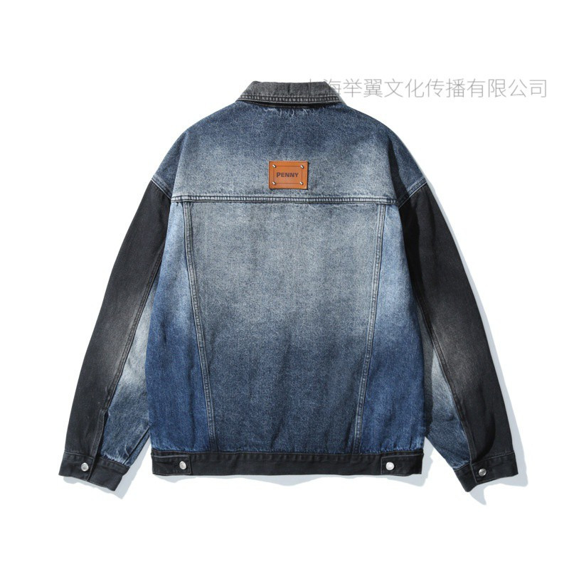 JEEP SPIRIT牛仔服男秋冬新款时尚设计感拼接牛仔夹克帅酷外套男装