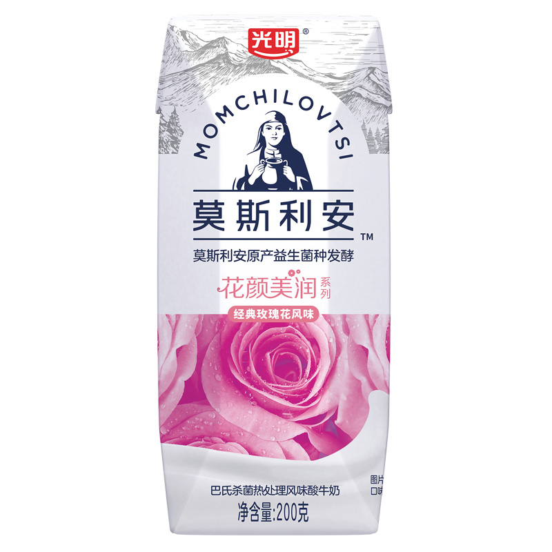 光明莫斯利安巴氏杀菌热处理风味酸奶（玫瑰花风味）200gX12盒装高清大图