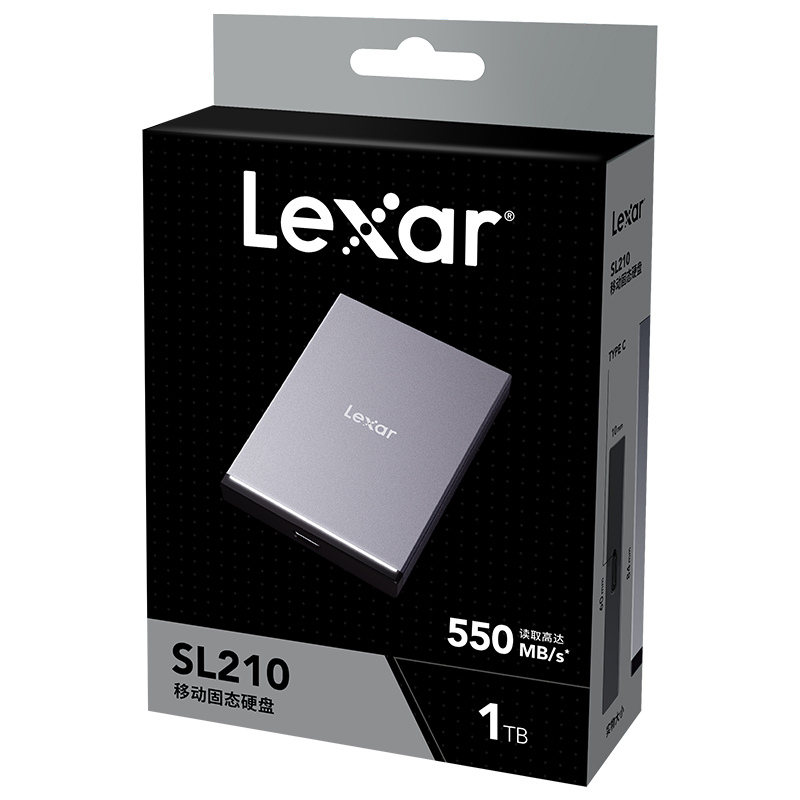 雷克沙(Lexar)1TB 移动固态硬盘 PSSD SL210 USB3.1 Type-c 移动硬盘 金属 灯带指示