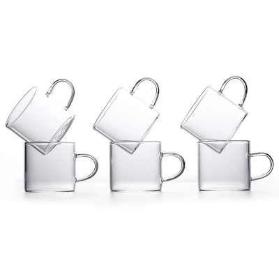 常生源 杯子玻璃茶杯加厚耐热玻璃杯品茗杯4只装功夫茶具带把水杯喝茶杯子 品茗小杯4只装