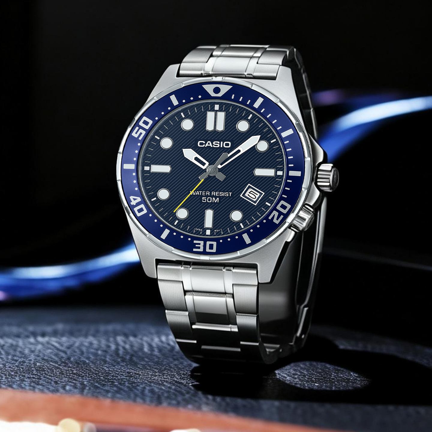 卡西欧男生手表EDIFICE官方正品复古时尚指针运动休闲石英表MTD-135D高清大图