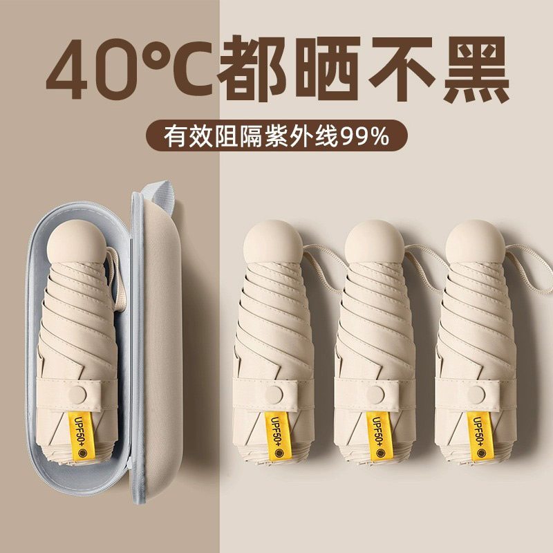 艾逸瑶选 晴悦系列钢骨玻纤五折胶囊伞 YS-1841 便携折叠雨伞两用男女通用学生折叠伞!高清大图