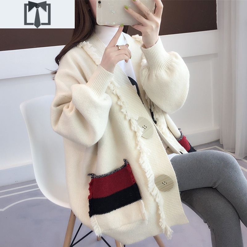 SUNTEK2020年新款女士毛衣宽松外穿女装潮秋冬加厚百搭针织衫女开衫外套毛衣