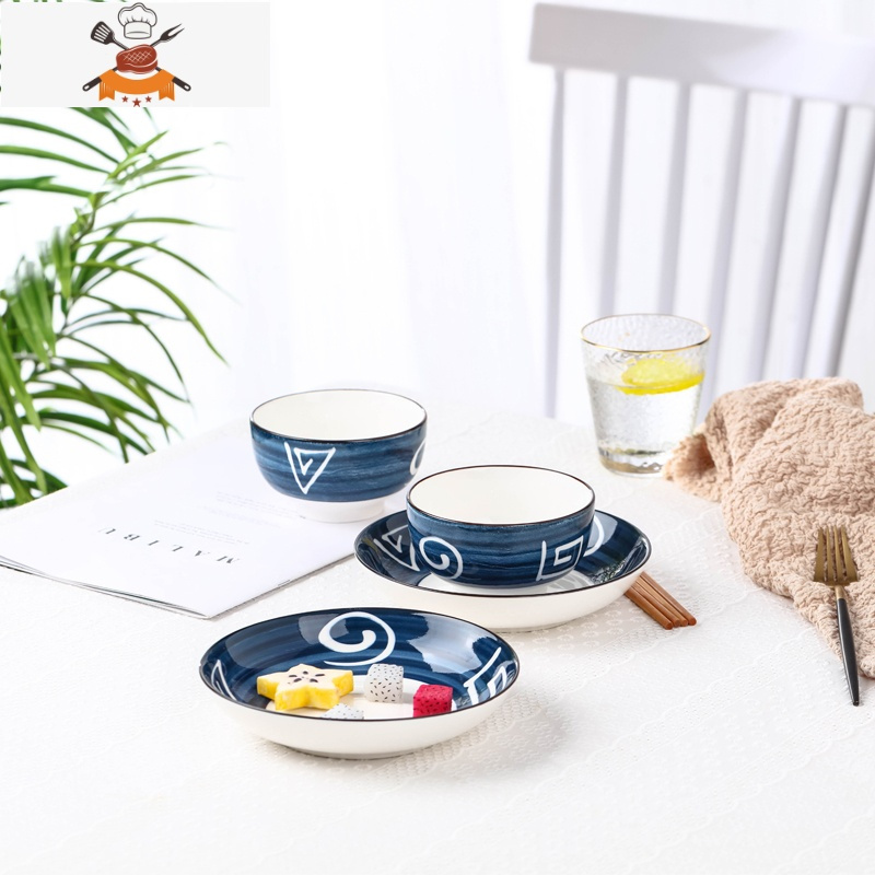家用碗碟套装24人用日式饭碗个性创意陶瓷餐具套装学生碗盘组合敬平