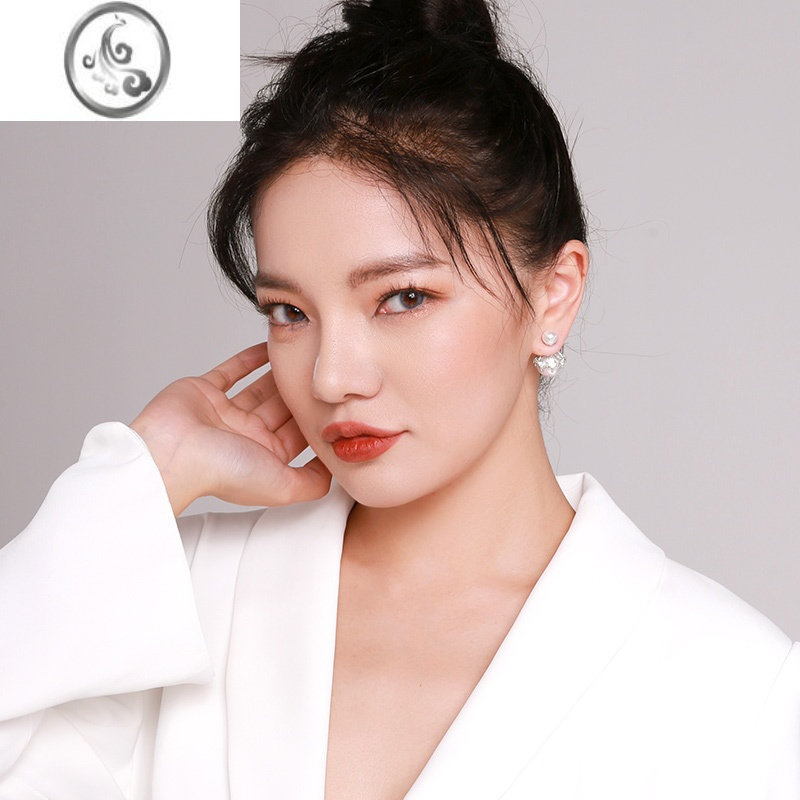 JiMi气质双面珍珠耳钉耳饰女银银耳环2023年新款潮轻奢高级感耳坠