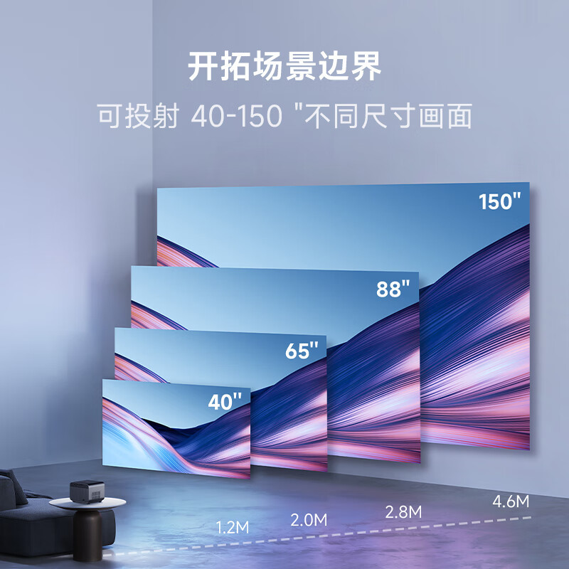 小明A5投影仪家用智能超高清投影机1080P家庭影院便携小型宿舍客厅卧室投墙游戏手机投屏