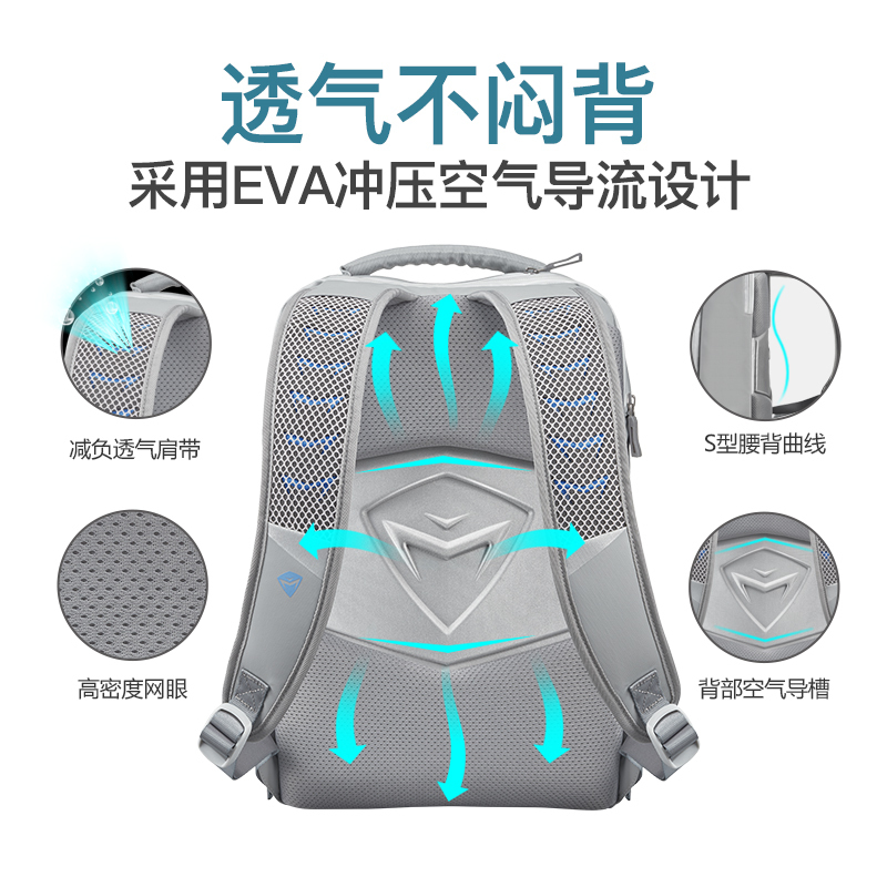 机械师 硬壳背包B500银色防雨硬壳USB快充接口12内袋14/15.6英寸笔记本电脑包双肩电脑包背包轻商务学生男女防震