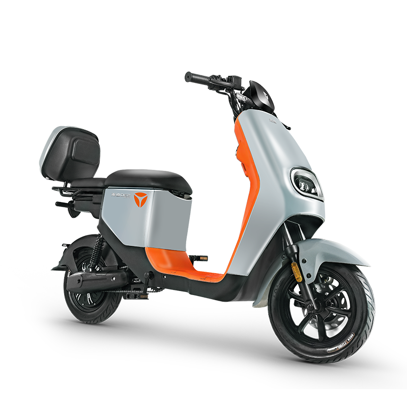 雅迪新款DE2电自锂电48v24Ah电动自行车都市骑行电瓶车100公里长续航男女通用款电动车 白色锂电-尾箱版