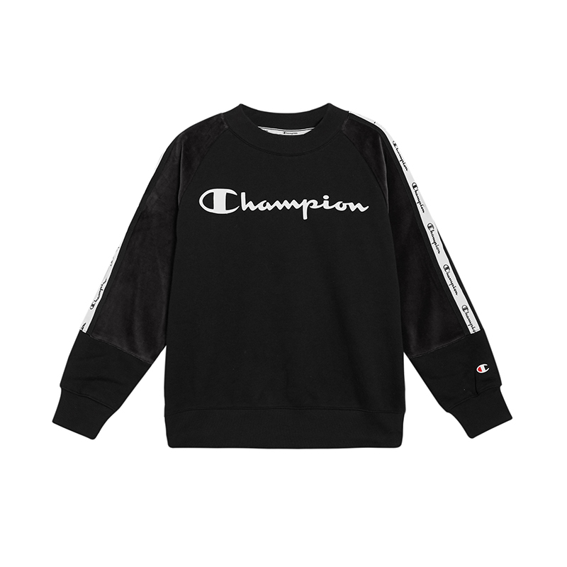 Champion/冠军男女童混纺加绒套头衫经典logo图案高端儿童卫衣/帽衫