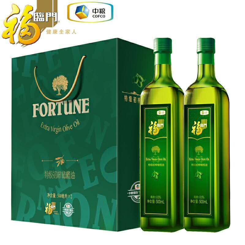DICKINSON中粮福临门特级初榨橄榄油礼盒500ml*2食用油植物正品
