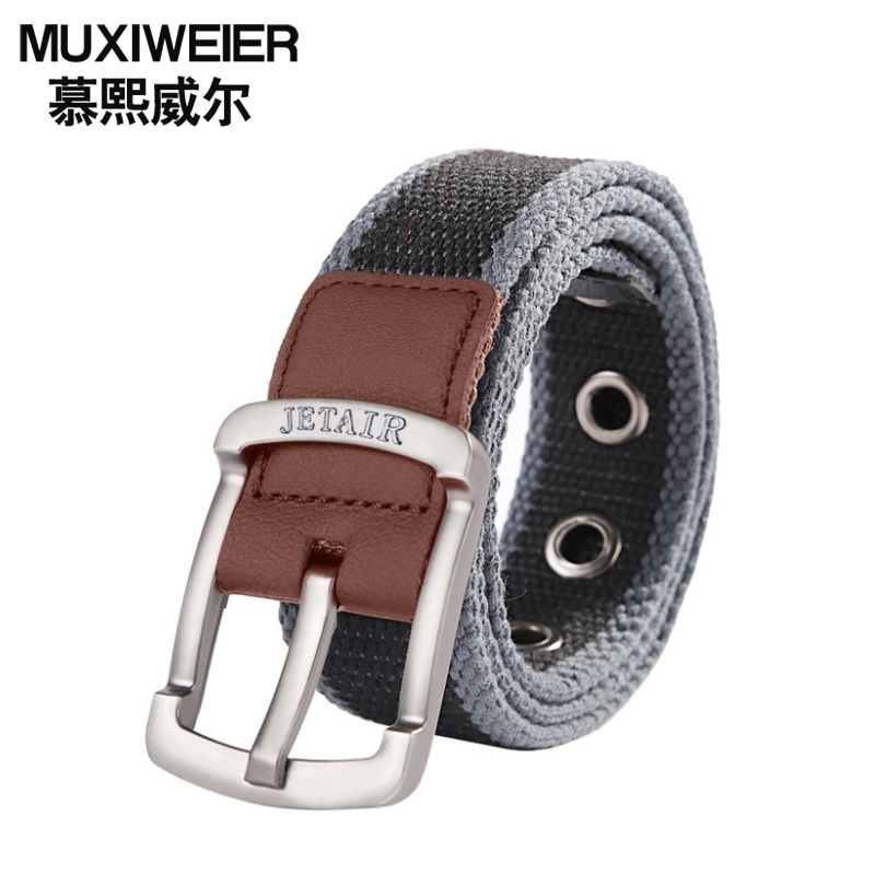 帆布腰带男士皮带针扣青年学生裤带韩版编织牛仔裤带男女加长皮带百搭时尚帅气潮 青年军训皮带户外高清大图