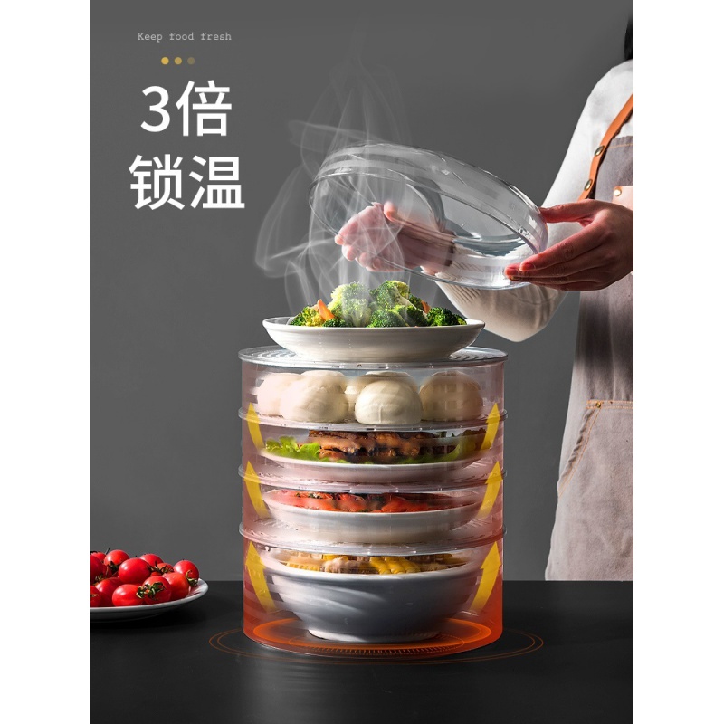 敬平(JING PING)厨房多用防护罩菜罩饭家用保温防尘罩餐桌夏天剩菜加厚多层盖菜罩 S88-1个矮款+1个高款+饭罩高清大图