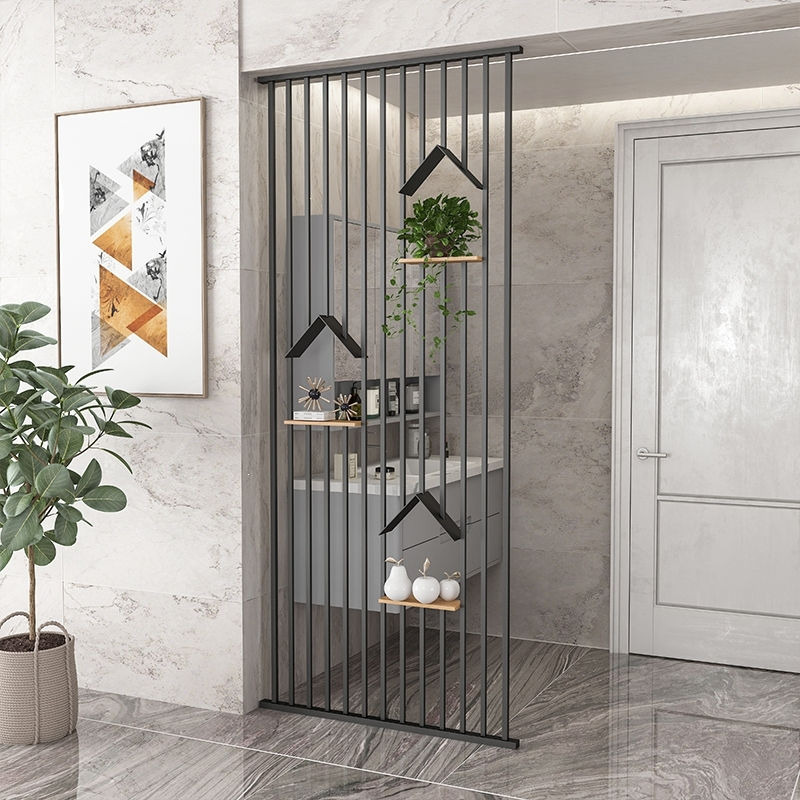 北欧客厅铁艺屏风置物架入户洗手台古达c挡煞玄关装饰餐厅镂空矮隔断