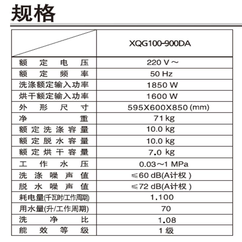 松下宁净2.0 滚筒洗衣干衣机XQG100-900DA高清大图