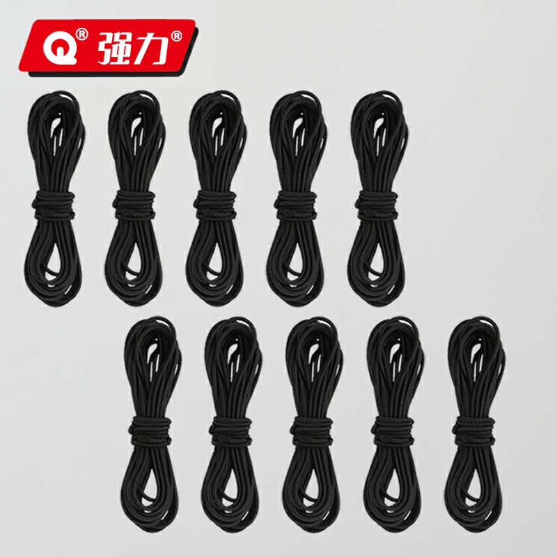 强力(QIANGLI) 高弹性初学者耐打耐磨训练带线网球单人网球回弹训练器 4米黑绳10条装