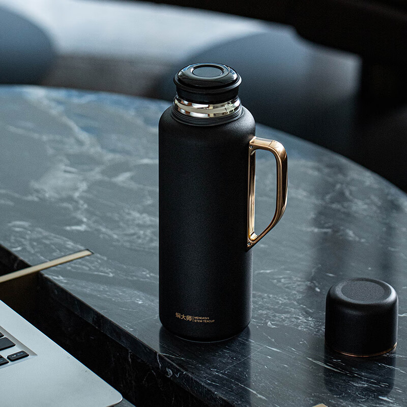 焖大师(MENDASHI) MD700黑金商务版闷泡杯 家用商务办公焖茶杯户外便携闷泡保温杯 黑色700ml高清大图