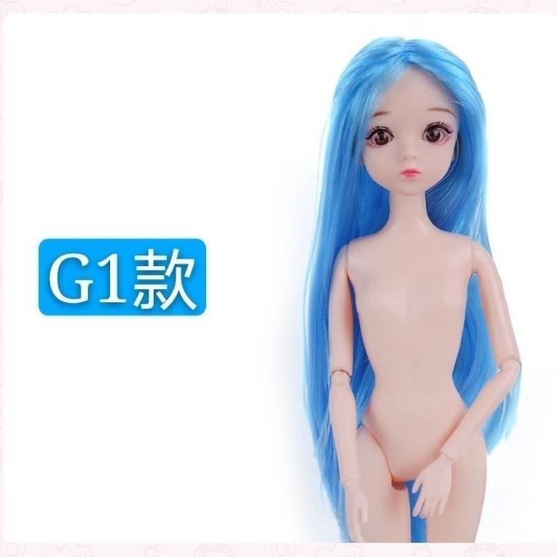 30厘米3D仿真眼芭比娃娃女孩换装玩具公主6关节12关节素体裸娃 G1款 单个娃娃头