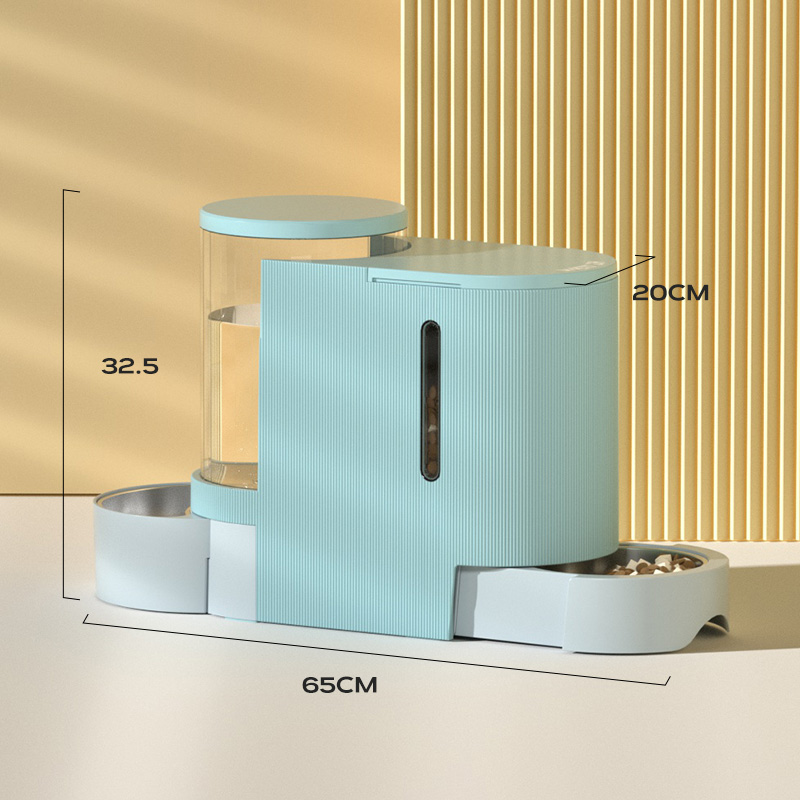 猫碗双碗自动饮水喂食防打翻狗狗碗食盆猫盆保护颈椎水碗宠物粮碗-蓝色大号(带钢碗)6L水+2.5KG粮高清大图
