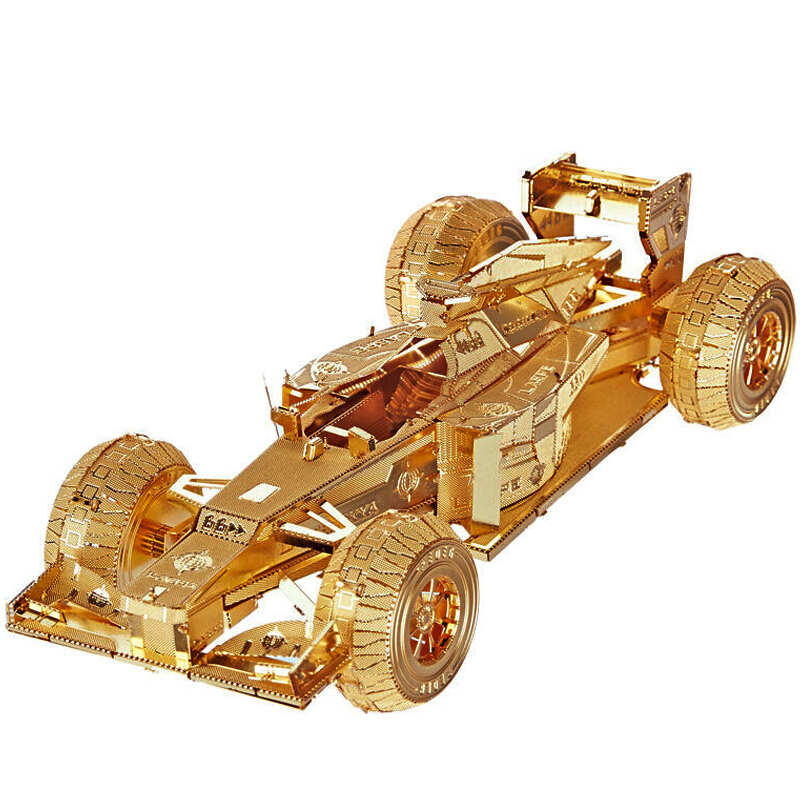 拼插模型仿真玩具 f1方程式赛车-金色(送拼装工具)