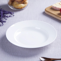 LICHEN景德镇骨瓷餐具纯白陶瓷盘子碟菜盘鱼盘 8英寸深盘