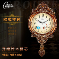 康巴丝(Compas)欧式复古摇摆挂钟客厅简约时尚挂表卧室壁挂钟 石英钟表 20英寸(直径50.5厘米) 2969金艺