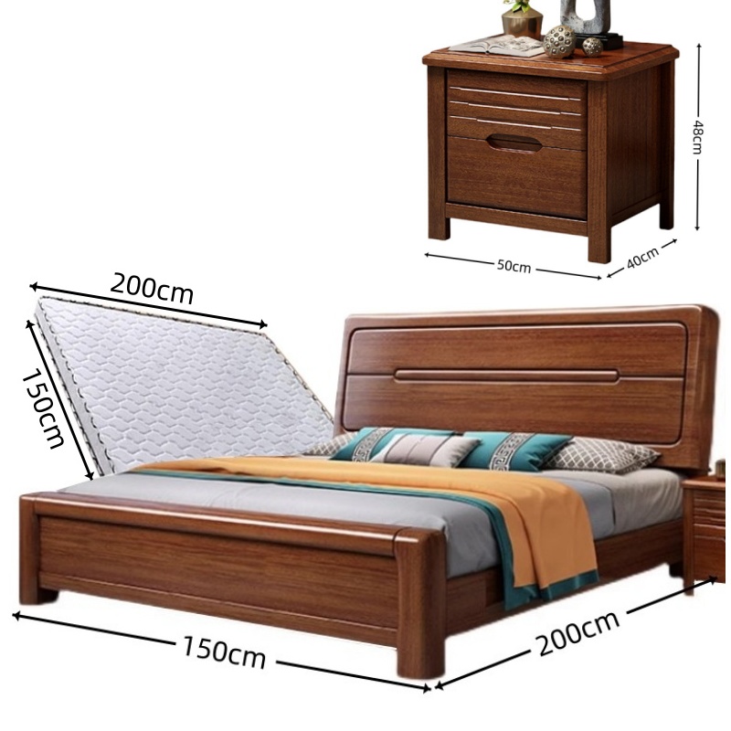 豫龙都 床+床头柜+床垫1.5m套