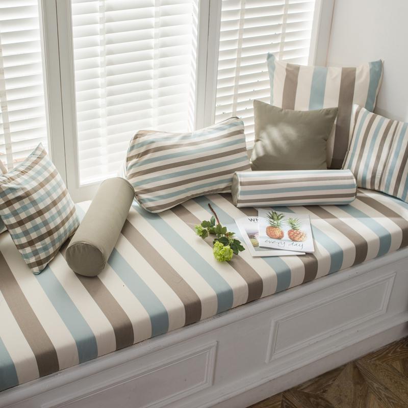 BONJEAN北欧高密度海绵飘窗垫窗台垫定做沙发垫条纹阳台榻榻米垫卡座 格条720cm飘窗垫